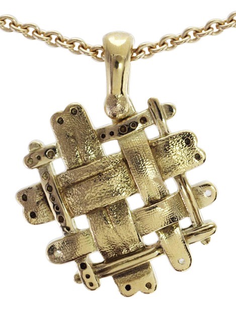 #M-67
“Woven” pendant, 18KY, (18KY, 18” chain included), $1,800.00 (includes 18KY 1.5mm 18” chain.)