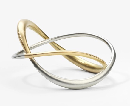 Platinum+&+Gold+Knot+Bangle