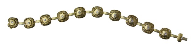 #B-41D
“Submarine” bracelet, 18KY, .75 ctw Diamonds (F-G/VVS), 7.25” long, $13,085.00