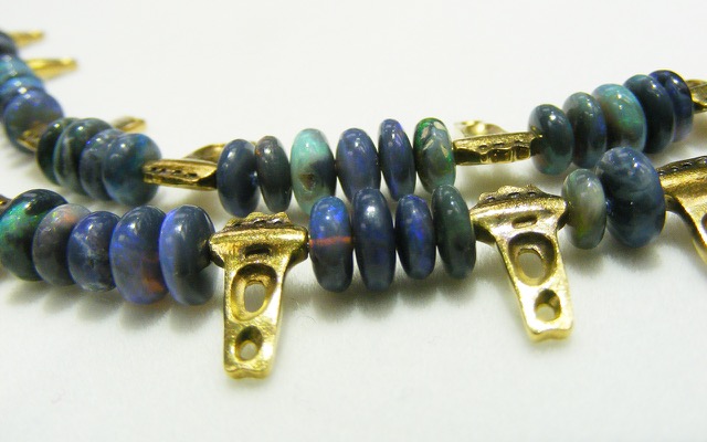 Opal and gold bead necklace. (Sold)