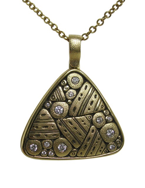 #M-79D
“Paved Garden” pendant, 18KY, .20 ctw Diamonds (F-G/VVS) (This item has sold, but can be special ordered.)
