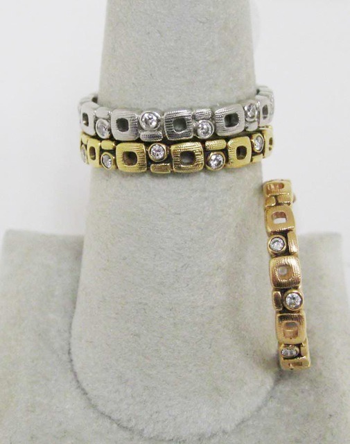 #R-119
“Micro Windows” ring, diamonds = .11 ctw (F-G/VVS), 3mm, shown in: 
Platinum, sz. 6.75, $2,785.00
18KY, sz. 7, $1,995.00
18KR, sz. 6.75, $1,995.00